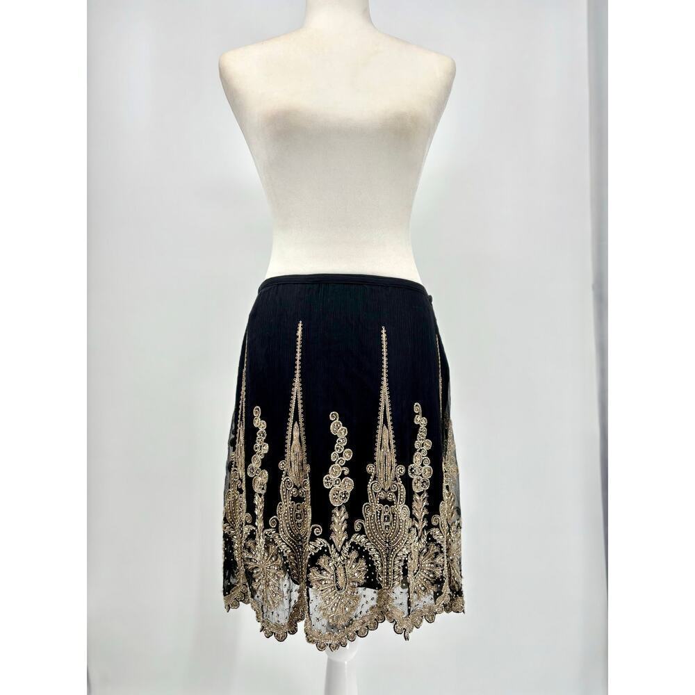 Ralph Lauren Beaded Embellished Formal Skirt Black Gold Embroidered Vintage $3K - Picture 11 of 16